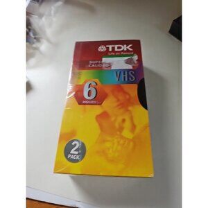 Blank VHS Tapes TDK T-120 VHS Superior Grade 6hr (EP) New Sealed Lot of 2